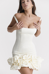Lilou Elfenbeinfarbenes Rüschenkleid